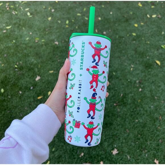 Starbucks x Roller Rabit Holiday 2025 Limited Release Monkey Mas SS 24oz Tumbler - Picture 2 of 10